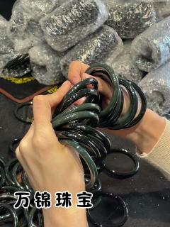 和田玉青玉圆条手镯女款玉镯子 内径约62mm 附证书